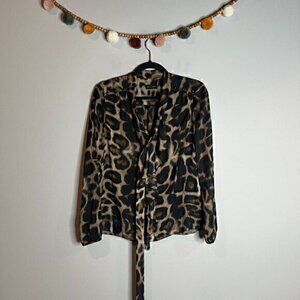 Oky Coky leopard print tie studded blouse